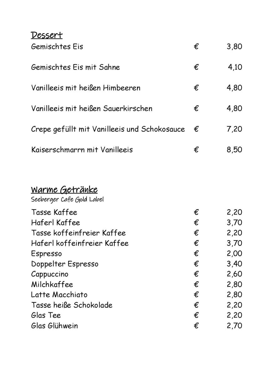 Landgasthof Jehle - Speisekarte
